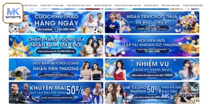 Khuyến mãi MK SPORT hoàn trả lên đến 1.1%